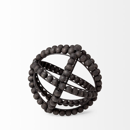 Earnhardt I Small 9L x 9W Black Wooden Beaded Orb