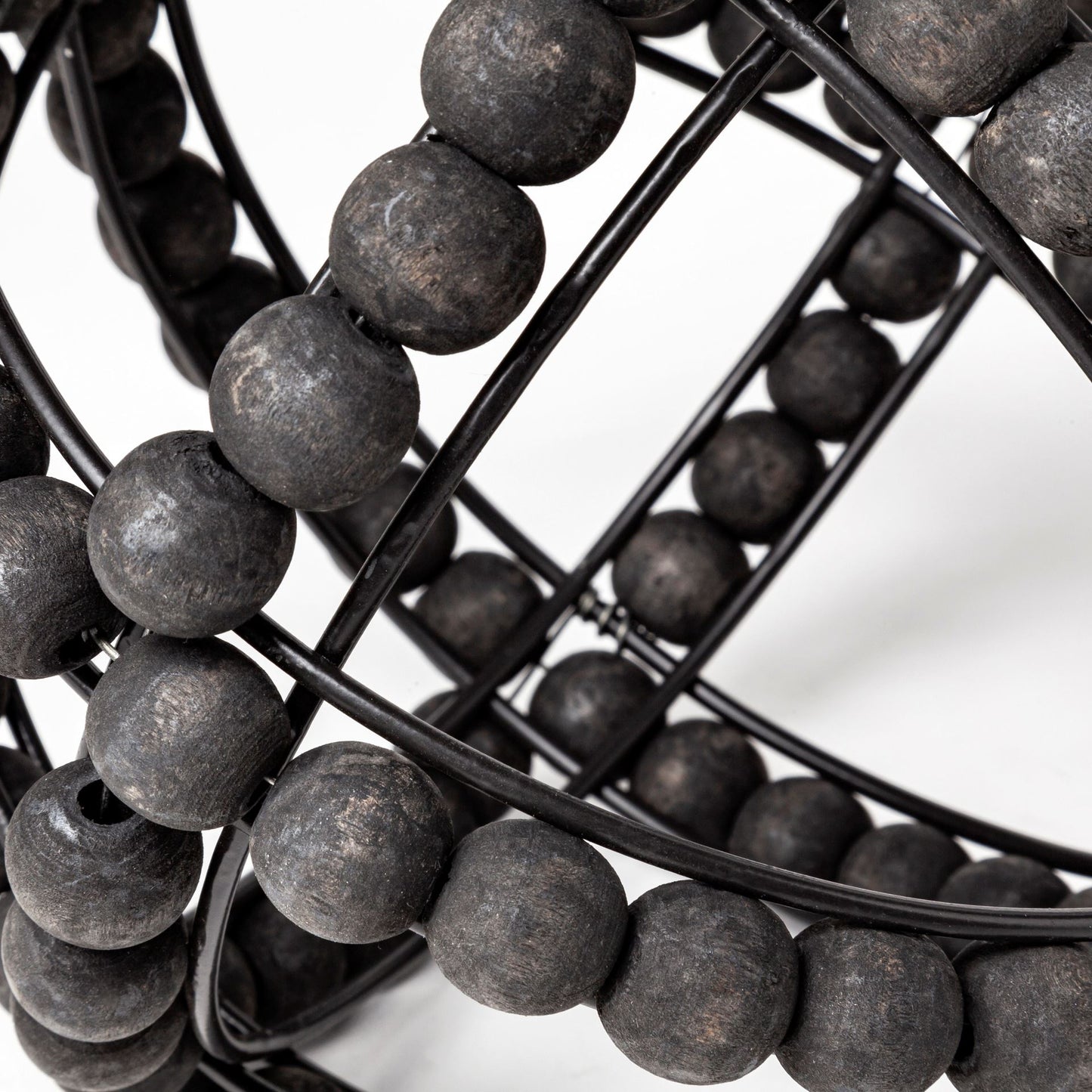 Earnhardt I Small 9L x 9W Black Wooden Beaded Orb