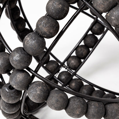 Earnhardt I Small 9L x 9W Black Wooden Beaded Orb
