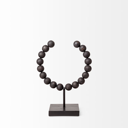 Tulane I (Small) 9L x 5W Black Beaded Broken Sphere Decorative Object