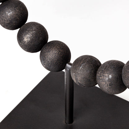 Tulane I (Small) 9L x 5W Black Beaded Broken Sphere Decorative Object