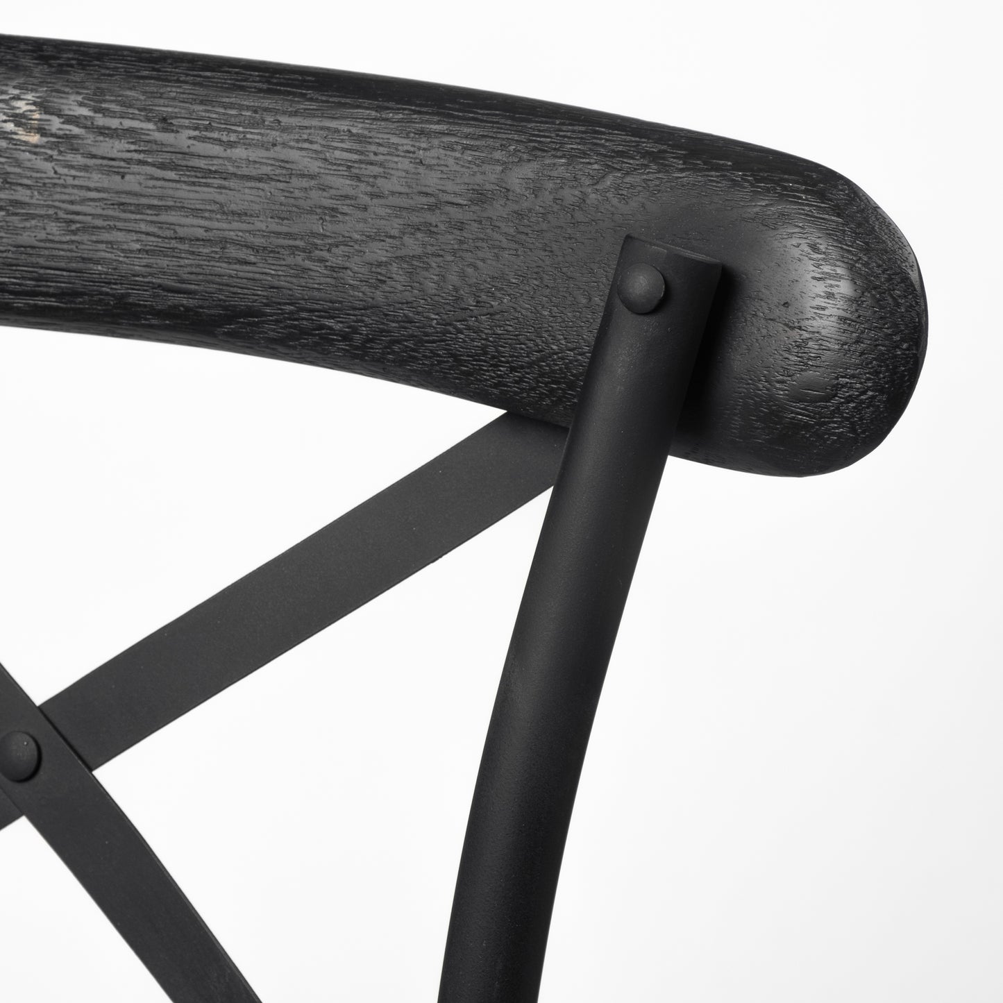 Etienne 26.25" Seat Height Black Wood Seat Black Metal Base Stool