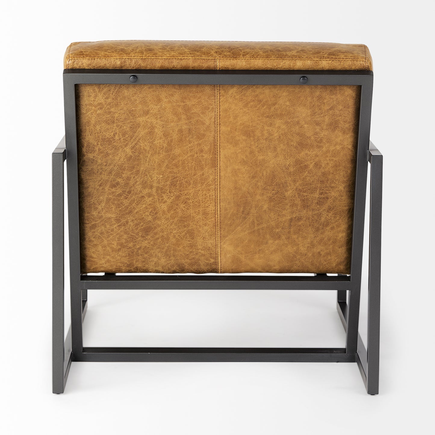 Armelle II Brown Leather Seat w/Gray Metal Frame Accent Chair