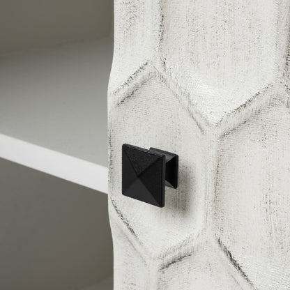 Savannah White Fir Veneer w/ Gray Metal 2-Door Accent Cabinet