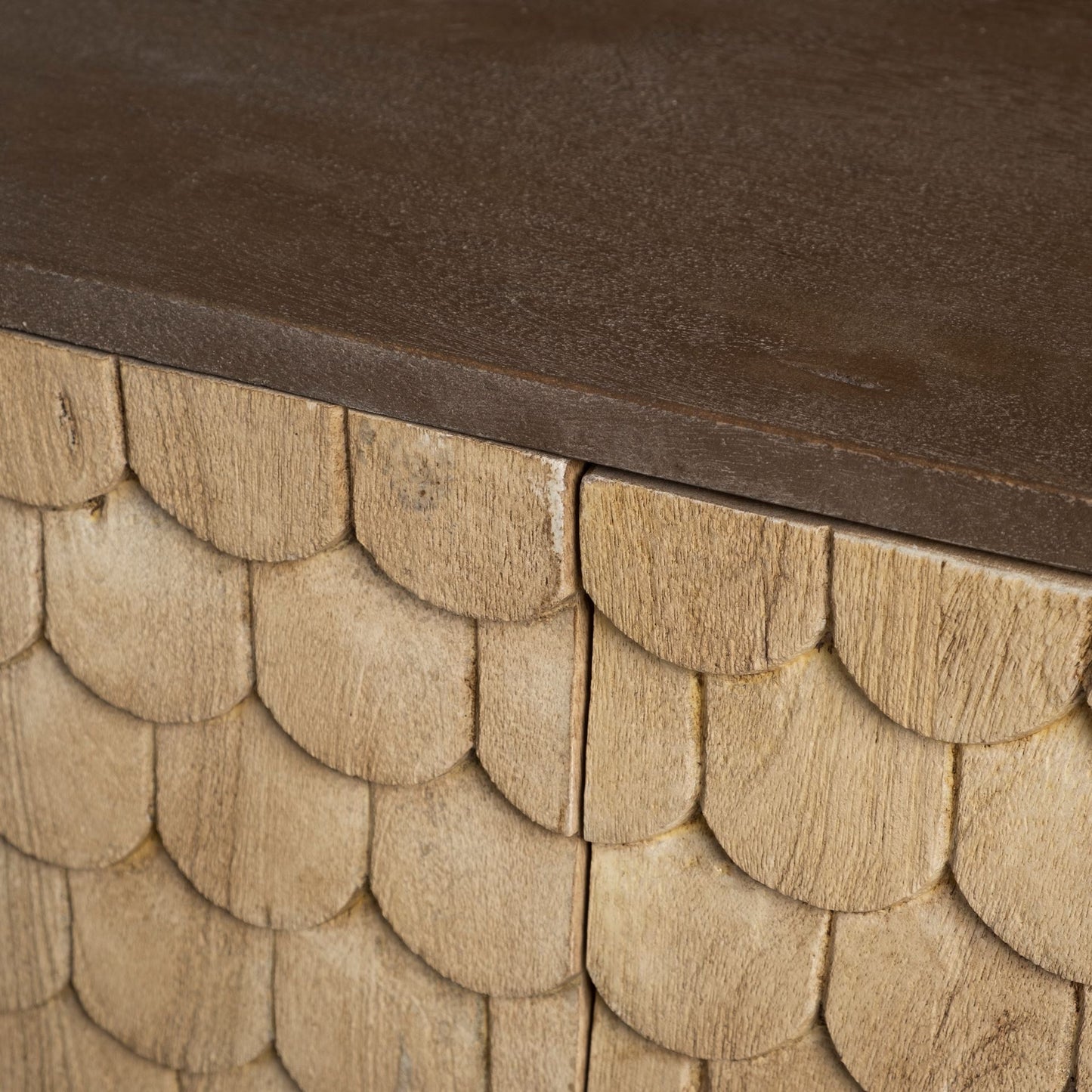 Swordfish 72L x 19W x 30.25H Two-Tone Brown Wood Cabinet Silver Metal Base 4 Cabinet Door Sideboard