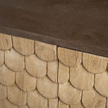 Swordfish 72L x 19W x 30.25H Two-Tone Brown Wood Cabinet Silver Metal Base 4 Cabinet Door Sideboard