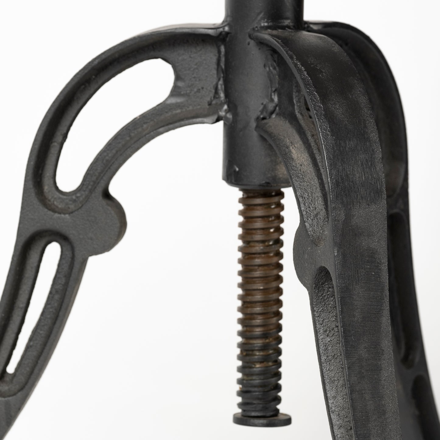 Emslie I 19"-25" Brown Wood Seat Black Metal Frame Stool