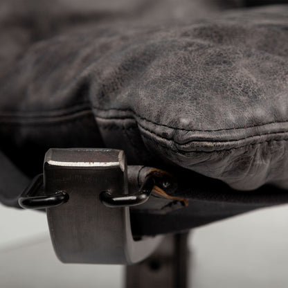 Colarado Black Leather Cushions w/ Black Metal Frame Sling-Style Accent Chair