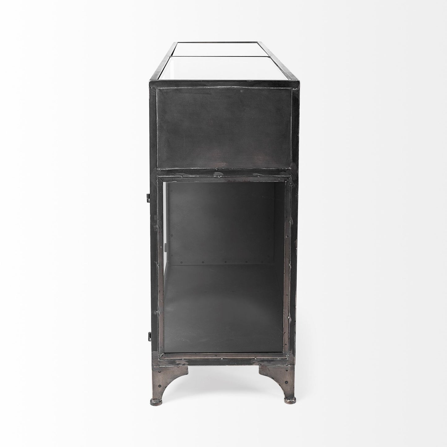 Pender 63" L Black Metal Glass Door Display Cabinet