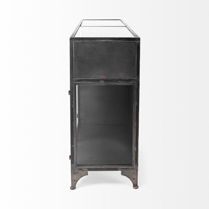 Pender 63" L Black Metal Glass Door Display Cabinet