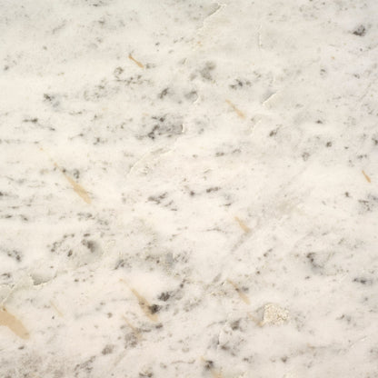 Emslie III 30" Round White Marble Top Black Metal Base Dining Table