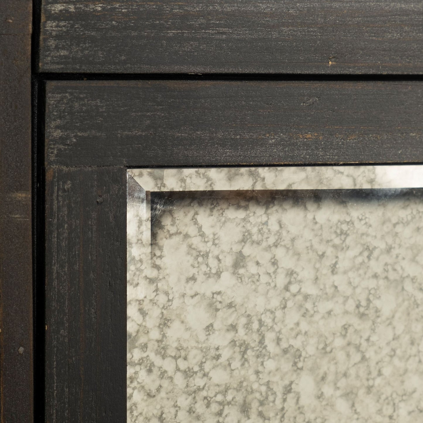 Sunnyvale 32L x 18W x 90H Dark Brown Solid Wood and Mirrored Glass Four Shelf Shelving Unit