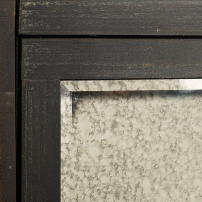 Sunnyvale 32L x 18W x 90H Dark Brown Solid Wood and Mirrored Glass Four Shelf Shelving Unit