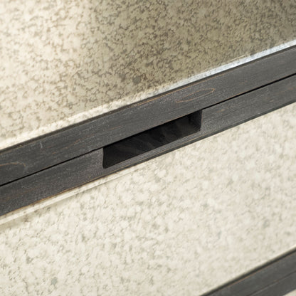 Sunnyvale 32L x 18W x 90H Dark Brown Solid Wood and Mirrored Glass Four Shelf Shelving Unit