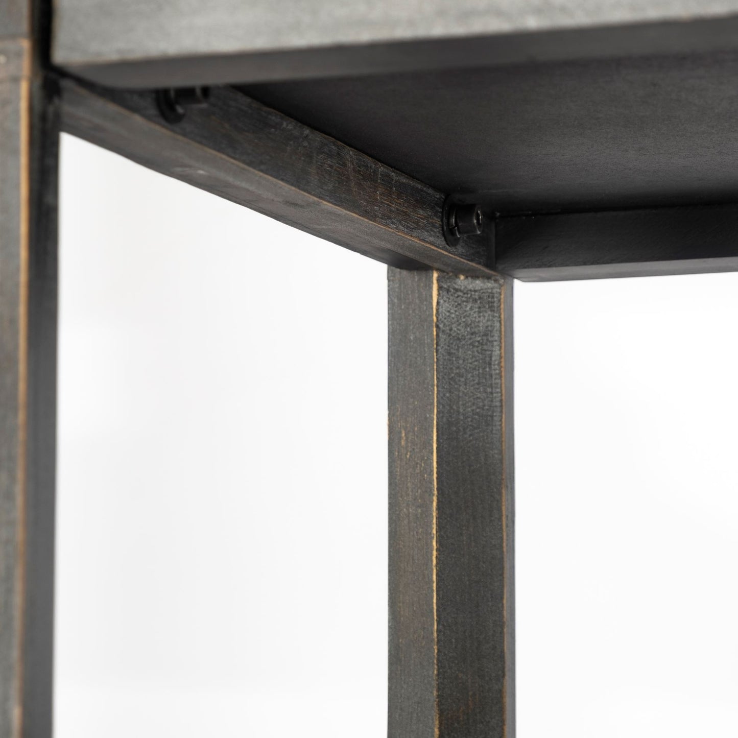 Sunnyvale 32L x 18W x 90H Dark Brown Solid Wood and Mirrored Glass Four Shelf Shelving Unit