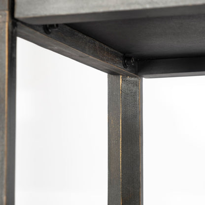 Sunnyvale 32L x 18W x 90H Dark Brown Solid Wood and Mirrored Glass Four Shelf Shelving Unit