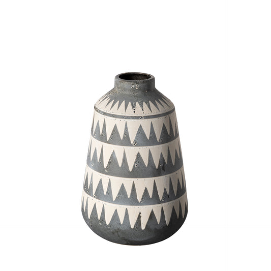 Delaney Large Gray Patterned Ceramic Vase