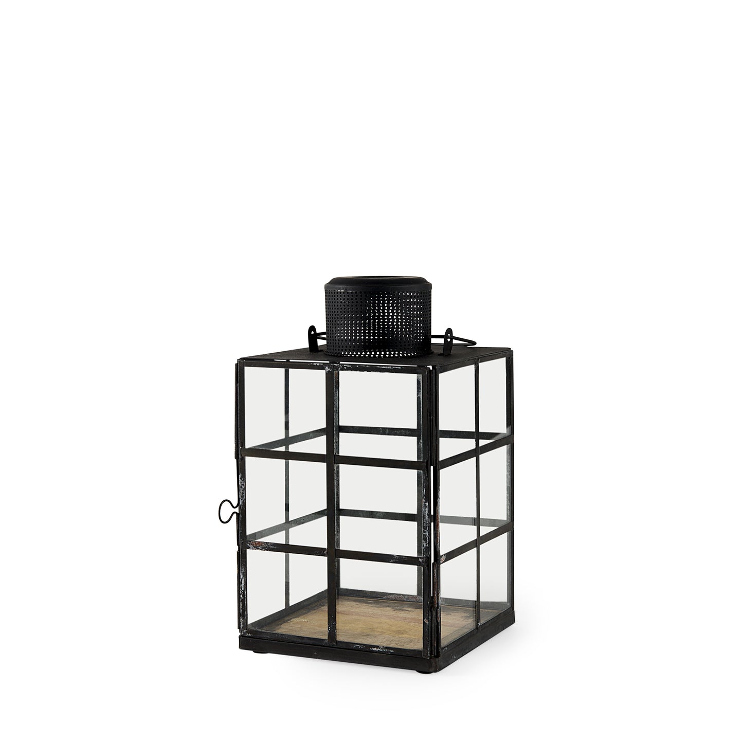 Gamfield 6.1L x 6.1W x 10.6H Small Black Metal and Glass Lantern