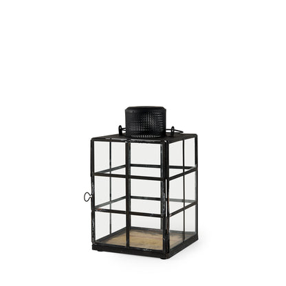Gamfield 6.1L x 6.1W x 10.6H Small Black Metal and Glass Lantern