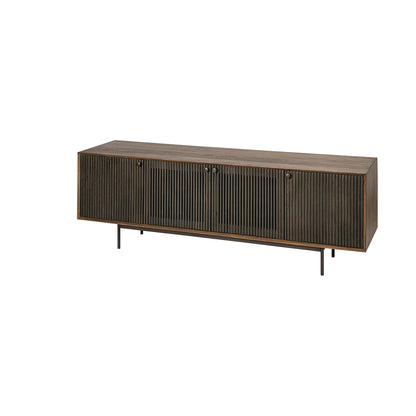 Grace I Two-Toned Brown Solid Wood TV Stand Media Console with Slated Doors, TV up to 82"