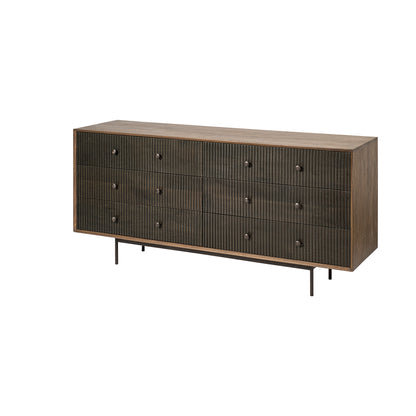Grace 70Wx18.5Lx31.25H Two-Tone Brown Solid Wood 6 Drawer Sideboard