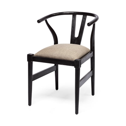 Trixie I Black Wooden Base w/ Dark Taupe Fabric Seat Dining Chair