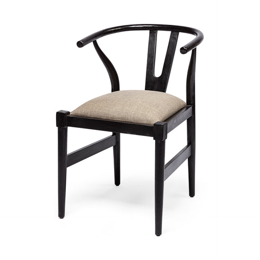 Trixie I Black Wooden Base w/ Dark Taupe Fabric Seat Dining Chair
