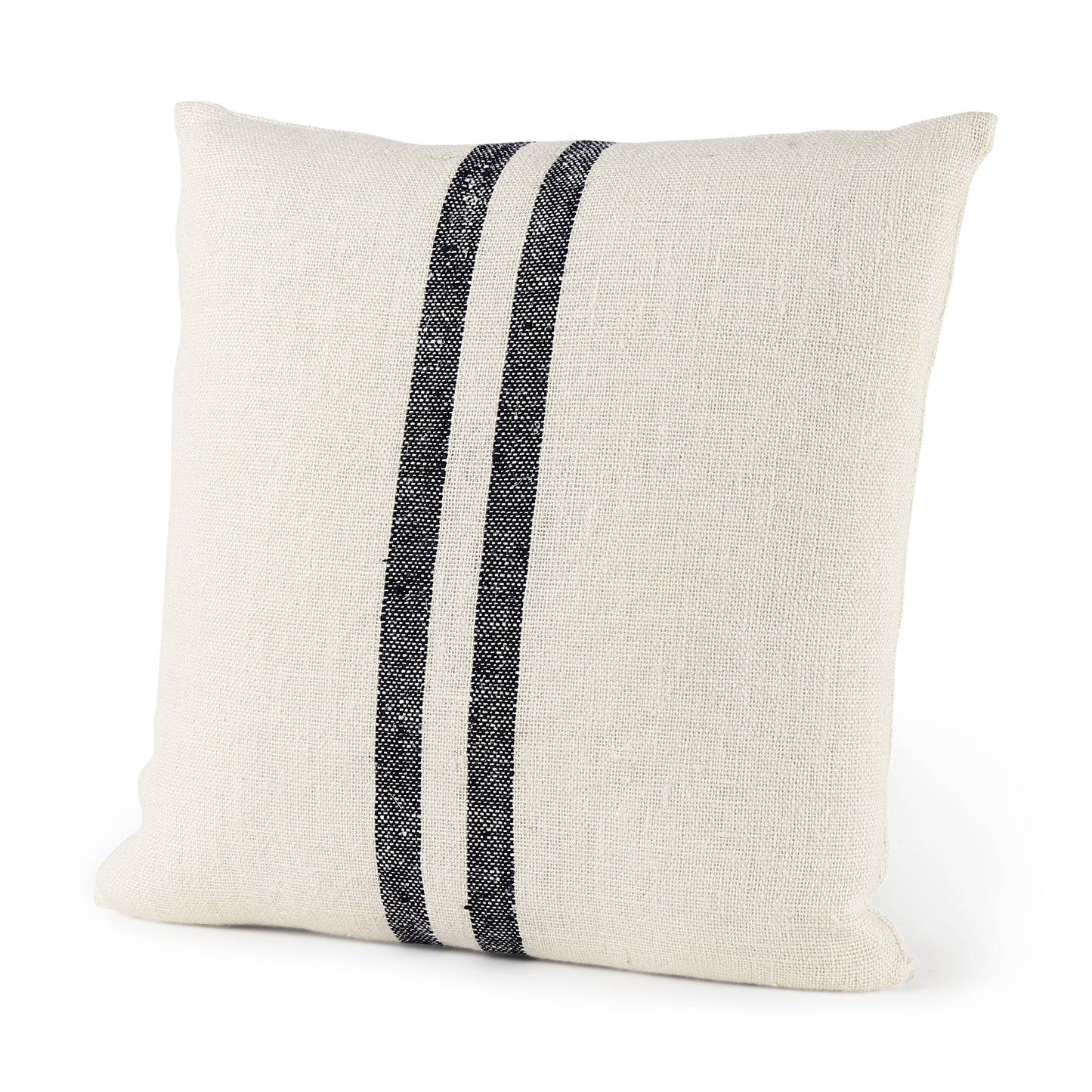 Sandra 18 x 18 Beige With Blue Stripes Decorative Pillow Cover