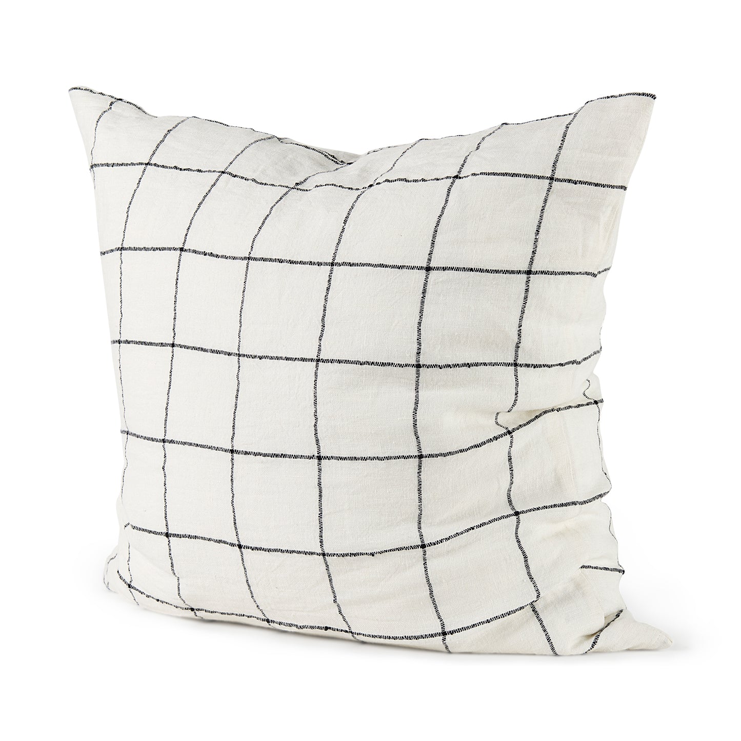 Suzanne 22 x 22 White/Black Square Pattern Decorative Pillow Cover