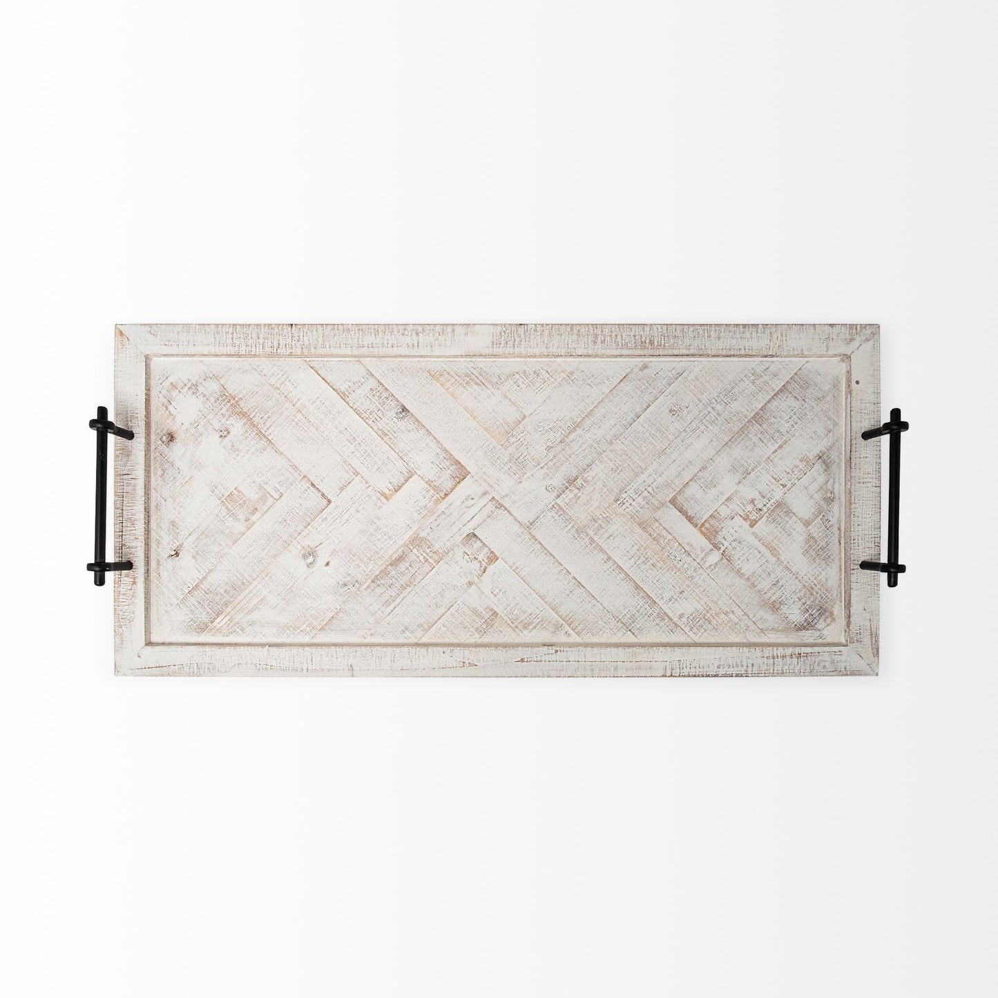 Alfred 35L x 16W Natural Wooden Herringbone Rectangular Tray