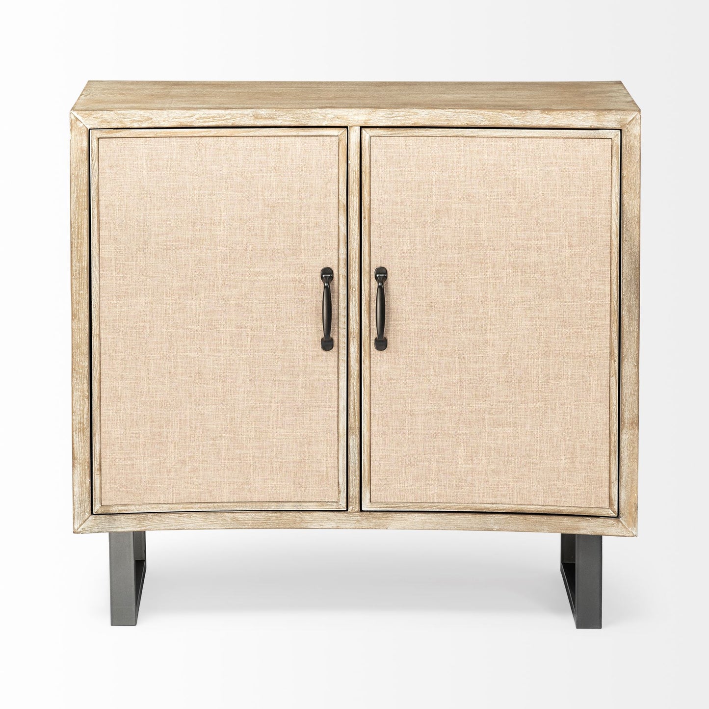 Bellefontaine 34L x 16W Natural Fir Veneer And Fabric 2 Door Accent Cabinet