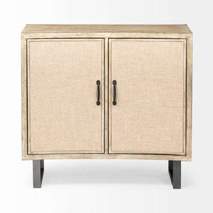 Bellefontaine 34L x 16W Natural Fir Veneer And Fabric 2 Door Accent Cabinet