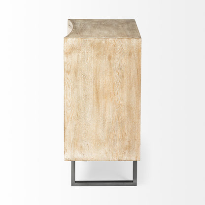 Bellefontaine 34L x 16W Natural Fir Veneer And Fabric 2 Door Accent Cabinet