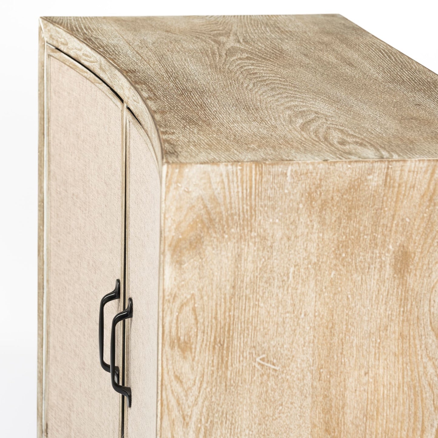 Bellefontaine 34L x 16W Natural Fir Veneer And Fabric 2 Door Accent Cabinet