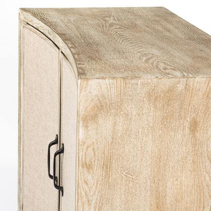 Bellefontaine 34L x 16W Natural Fir Veneer And Fabric 2 Door Accent Cabinet