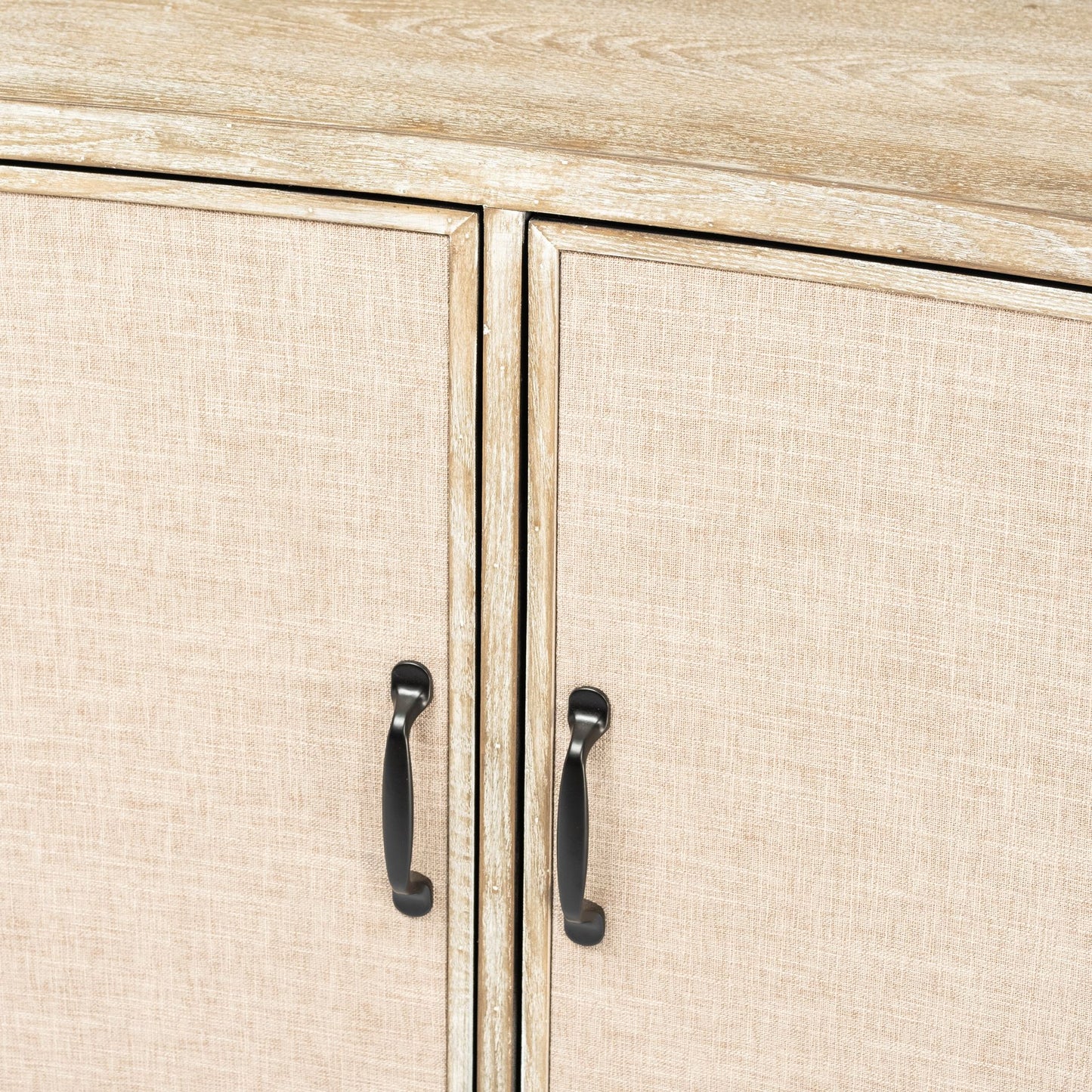 Bellefontaine 34L x 16W Natural Fir Veneer And Fabric 2 Door Accent Cabinet