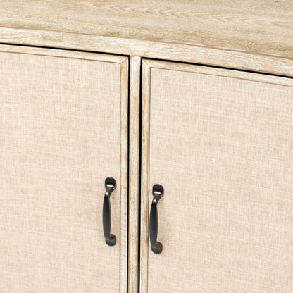 Bellefontaine 34L x 16W Natural Fir Veneer And Fabric 2 Door Accent Cabinet