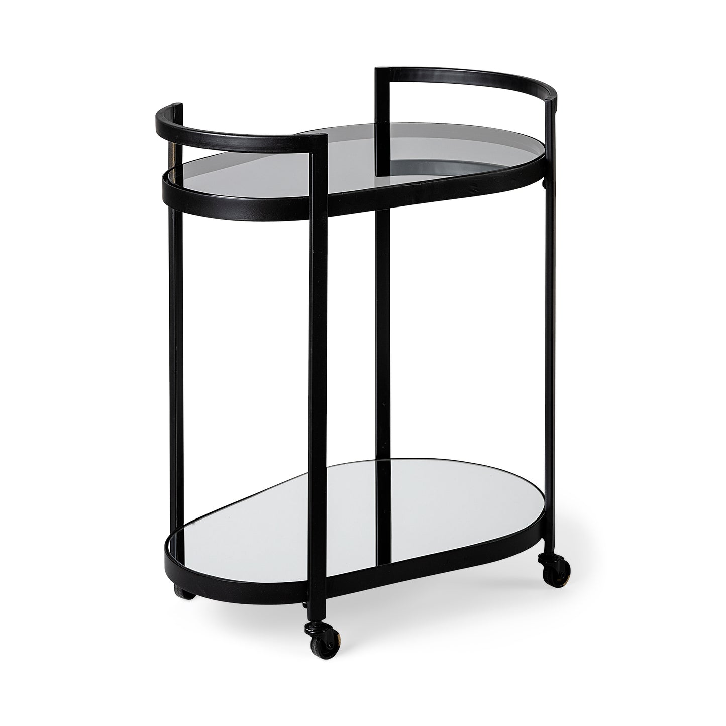 Eleonore Black Metal Frame Two-Tier w/Glass Shelves Bar Cart
