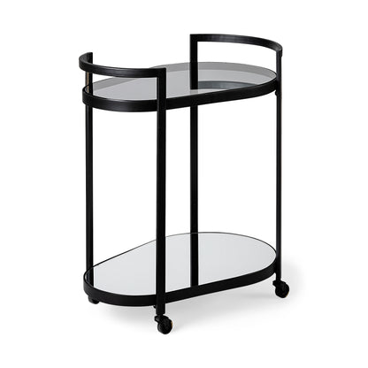 Eleonore Black Metal Frame Two-Tier w/Glass Shelves Bar Cart