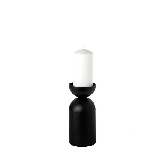 Alex Small Black Metal Cylindrical Table Candle Holder