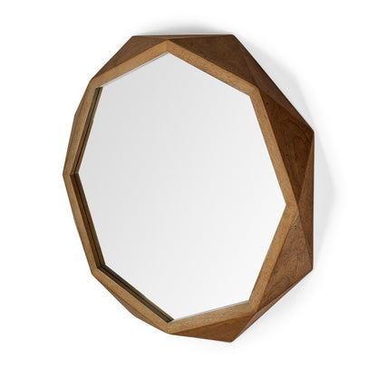 Aramis II 41L x 41H Octagon Brown Wood Frame Wall Mirror