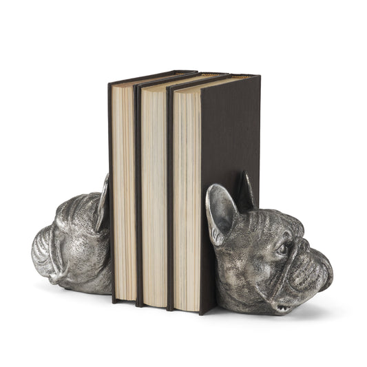 Bruno (Set of 2) 5L x 5W Silver American Bulldog Bookends