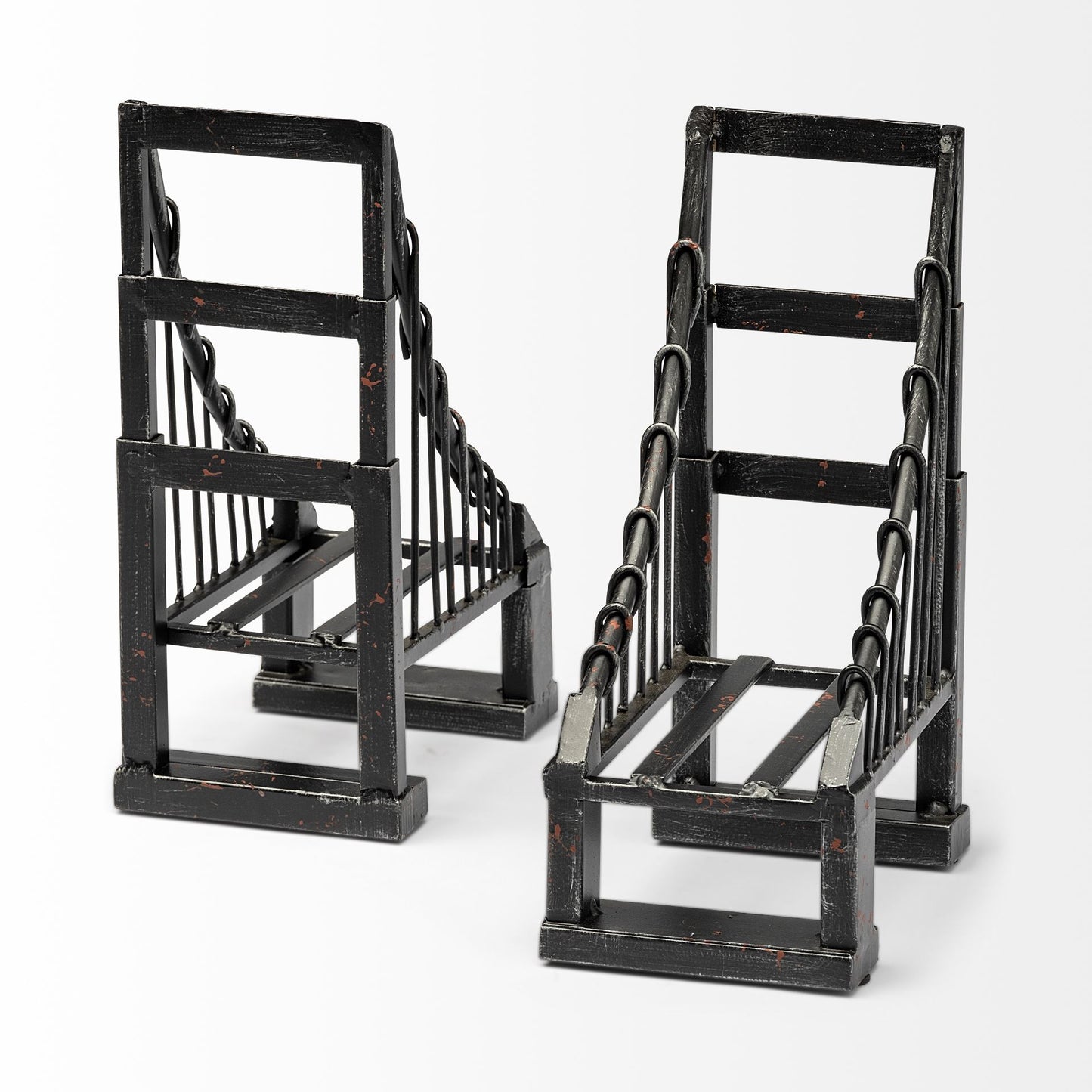 Suspension Set of 2 19L x 4W Brown Wrought Iron Suspension Bridge Bookends