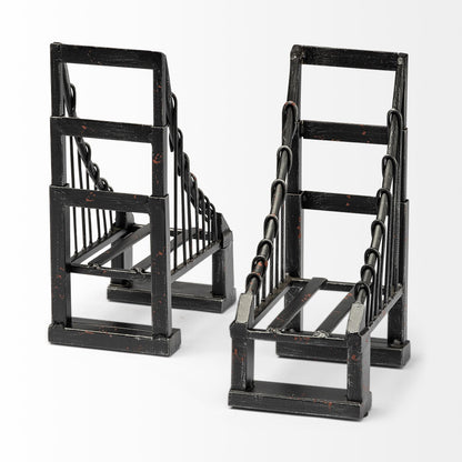 Suspension Set of 2 19L x 4W Brown Wrought Iron Suspension Bridge Bookends