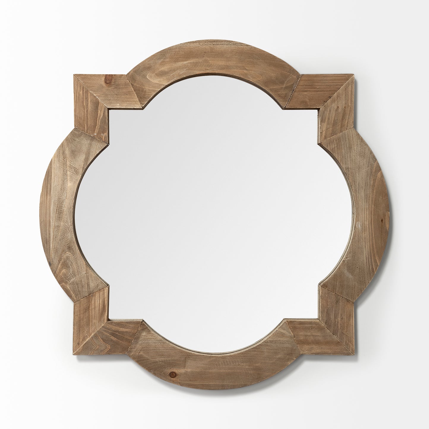 Argonne 23" Round-Square Brown Wood Frame Mirror