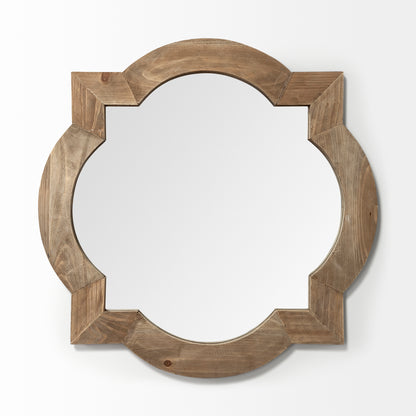 Argonne 23" Round-Square Brown Wood Frame Mirror