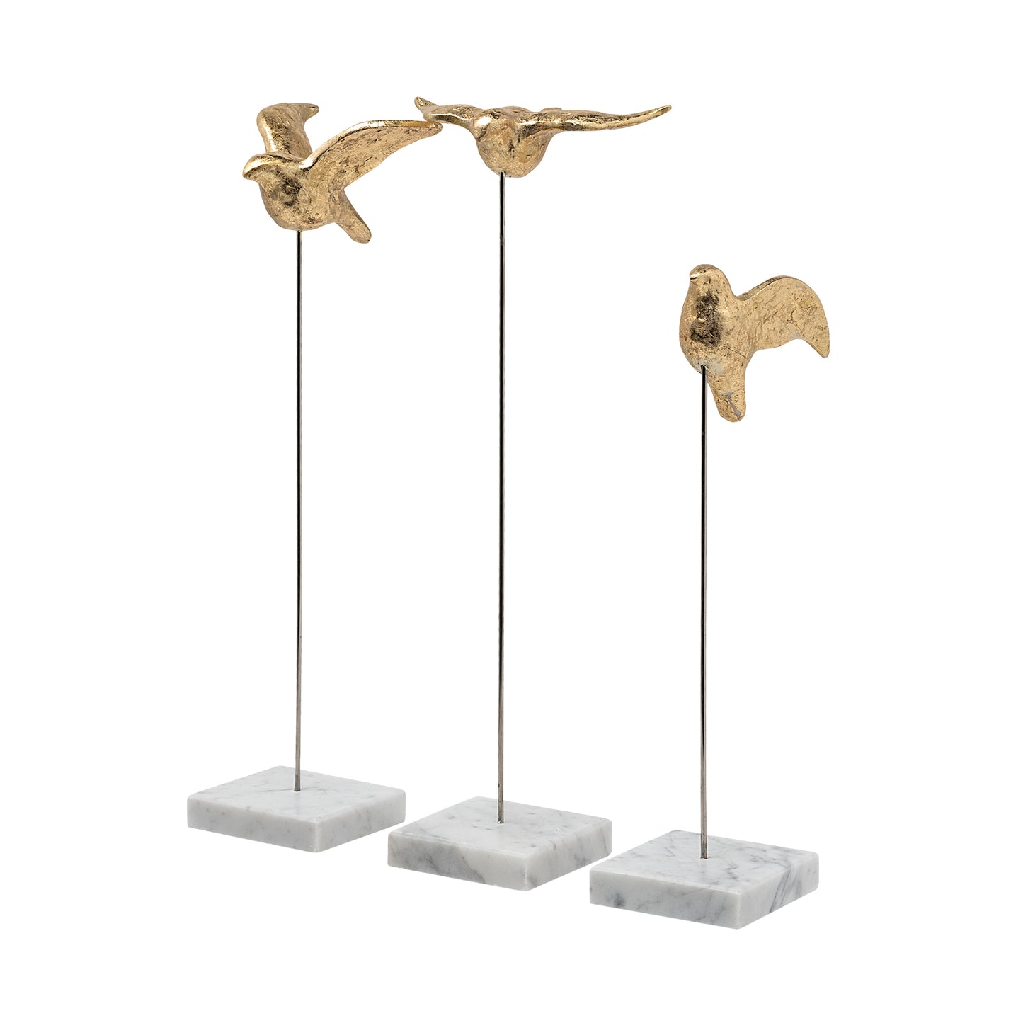 Aya Set of 3 11L x 4W Gold Metal Decorative Birds