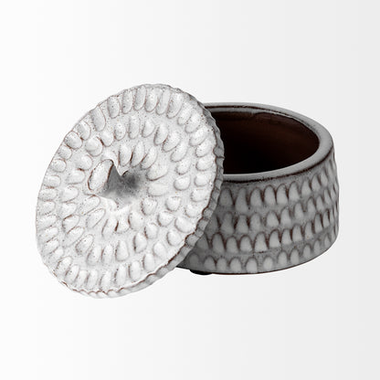 Azul (Small) 5L x 5W Gray Ceramic Detailed Decorative Box