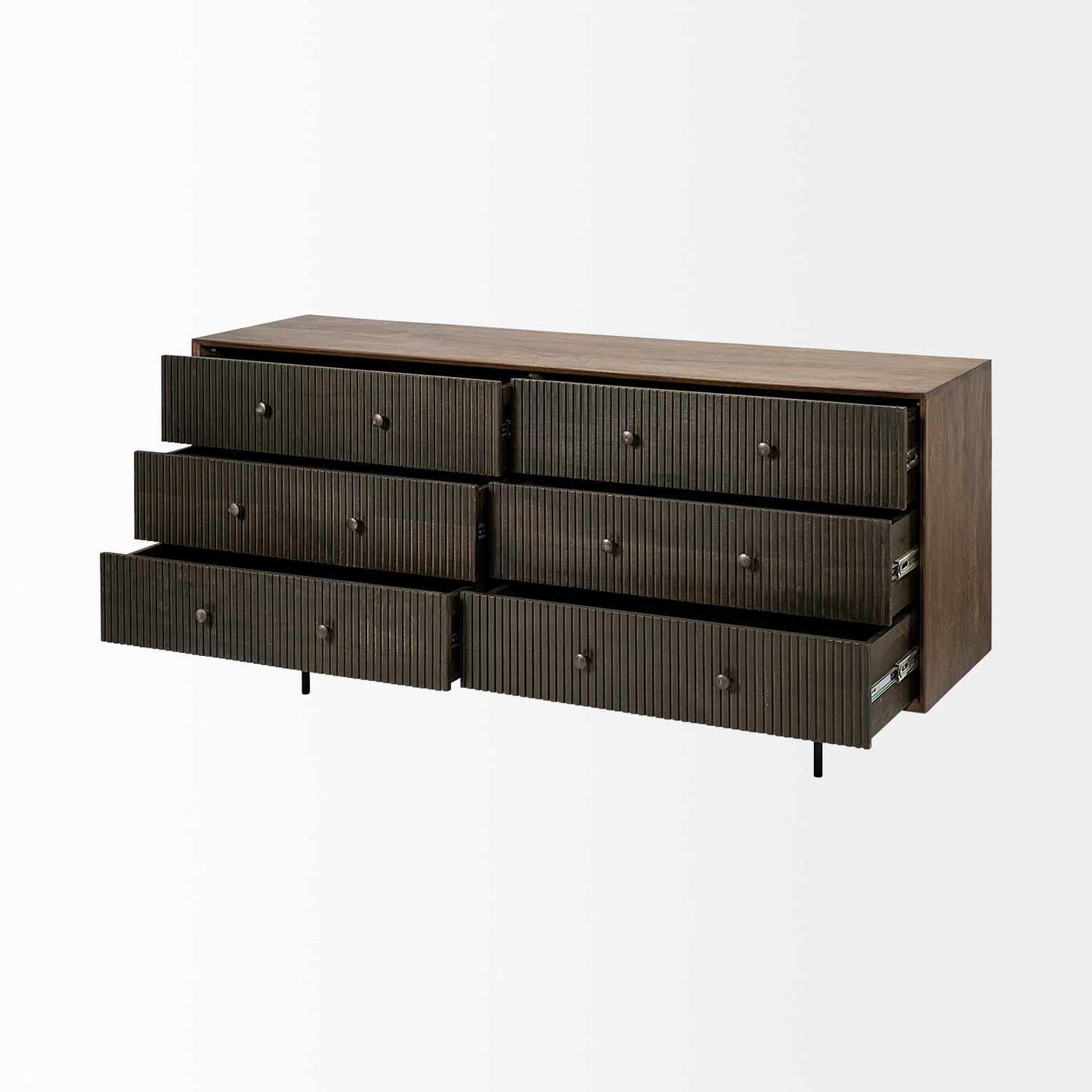 Grace 70Wx18.5Lx31.25H Two-Tone Brown Solid Wood 6 Drawer Sideboard