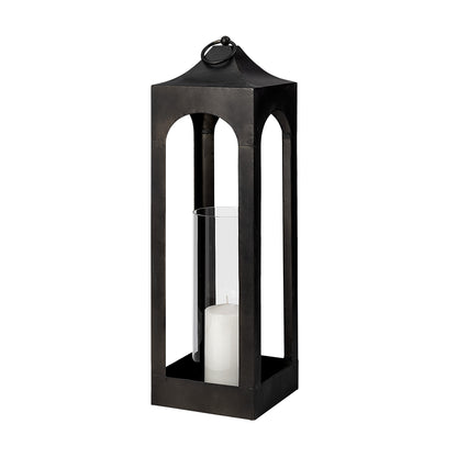 Ina Short Charcoal Metal Candle Holder Lantern